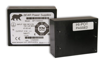 BEAR Power Supplies feature wide operating temperature range, low inrush current, rugged design and long life